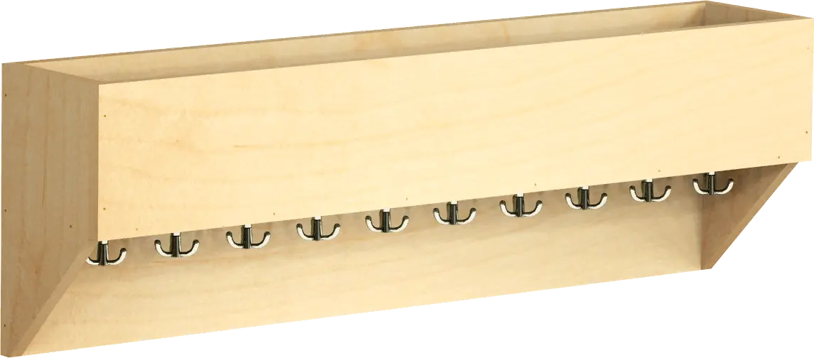 garderobe aan wand met tassenbak