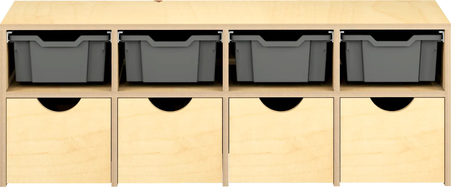 bouwkast met 4 rolbakken en 4x N2 gratnellades