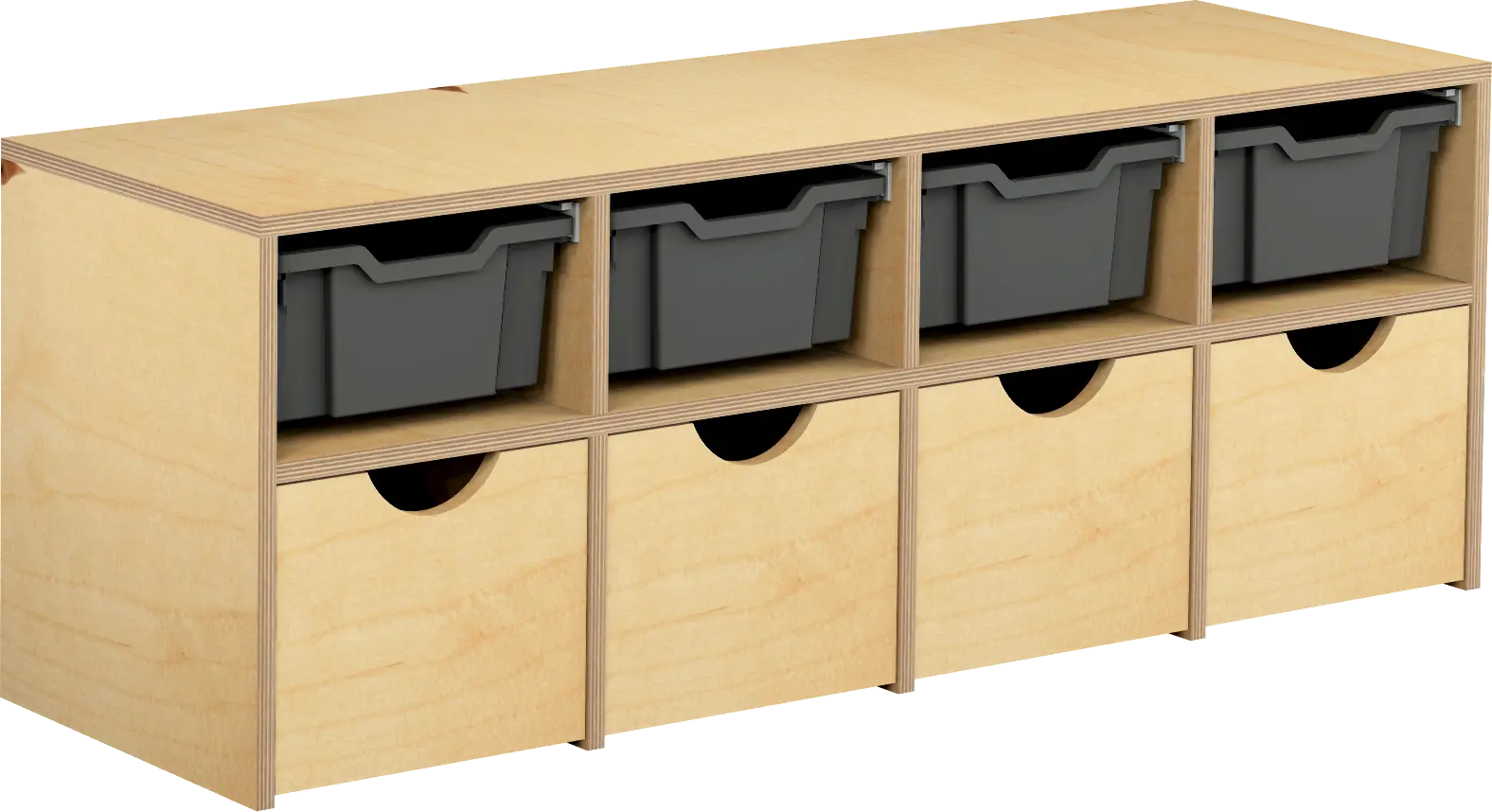 bouwkast met 4 rolbakken en 4x N2 gratnellades