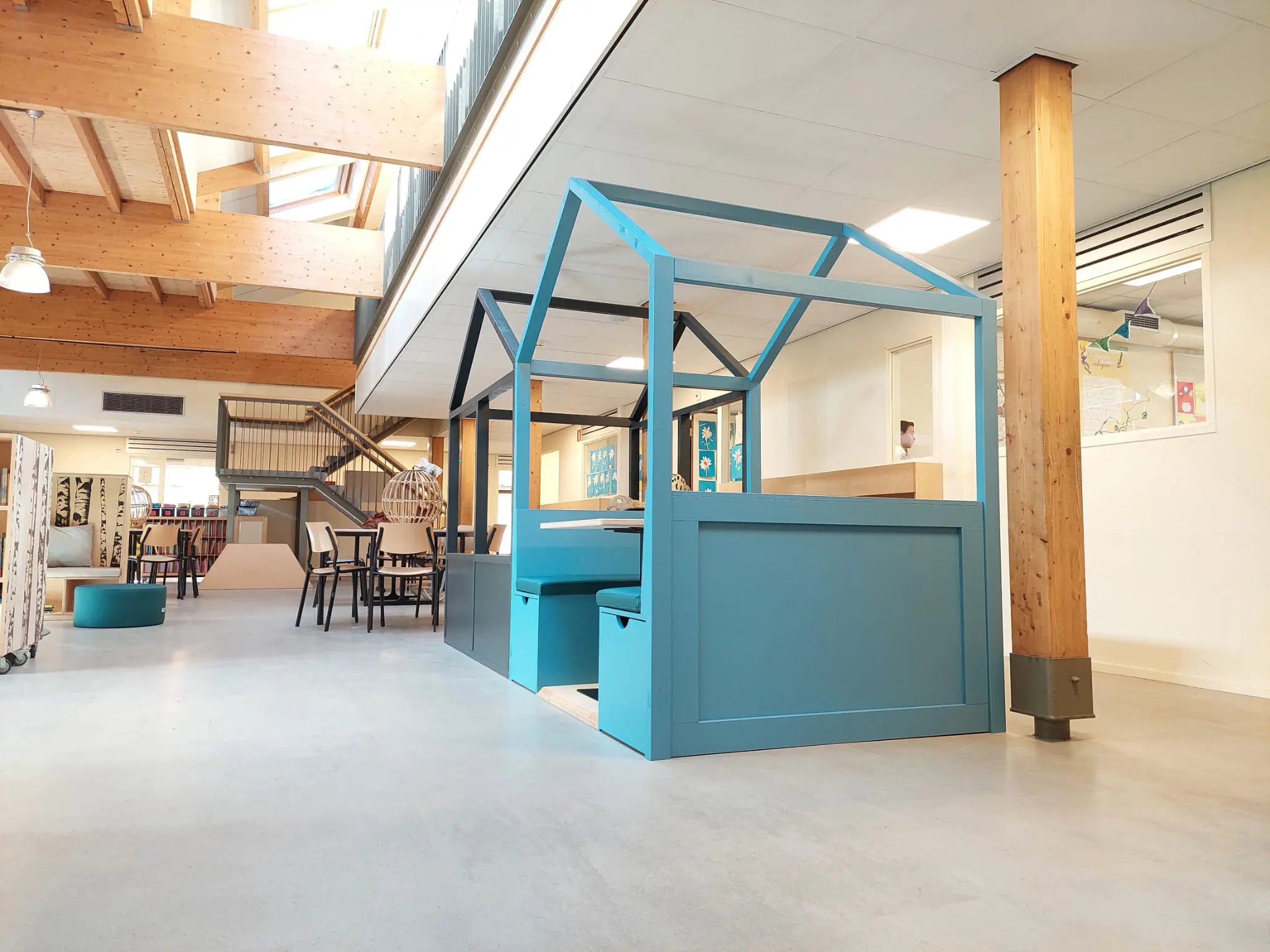 balkenframe in het interieur van de Brandsmaschool