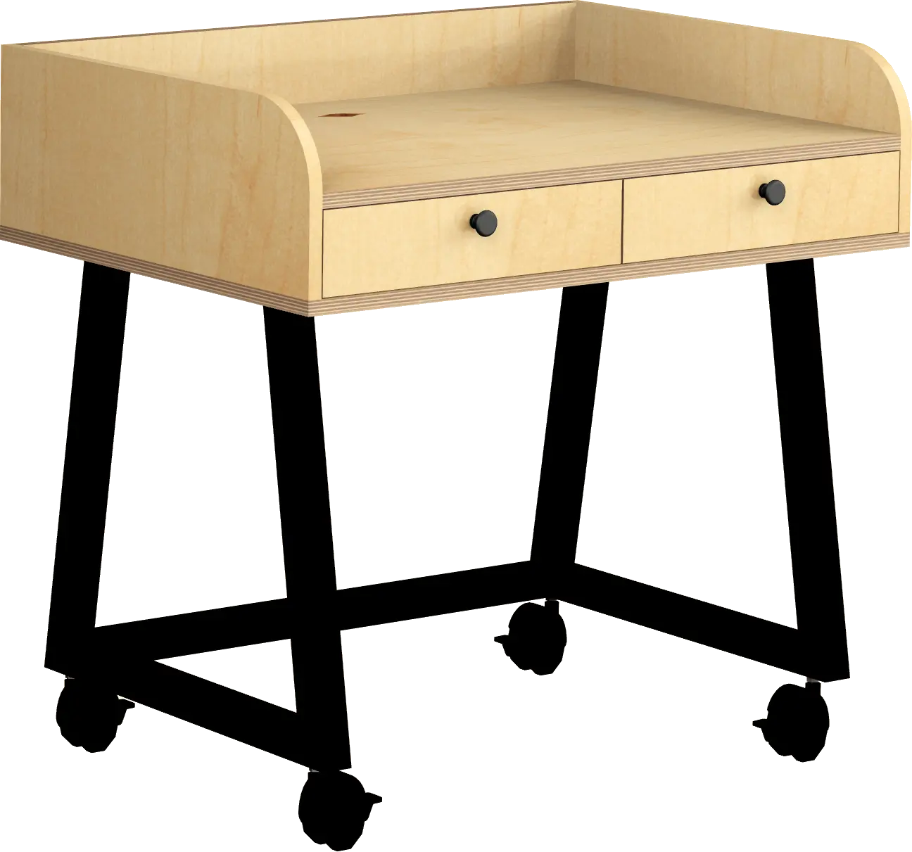 tafel met 2 lades, frame op wielen