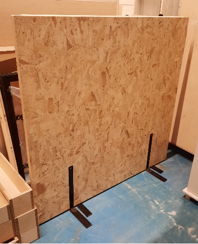 Houten roomdivider met stalen frame