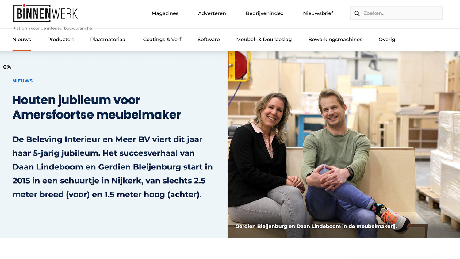 De Beleving in vakblad Binnenwerk