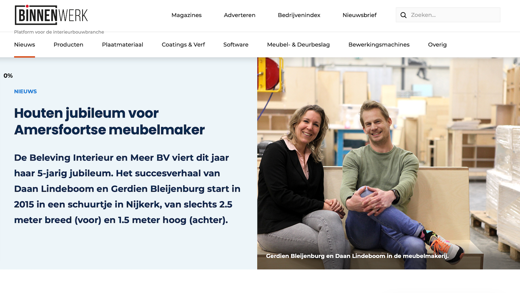 De Beleving in vakblad Binnenwerk