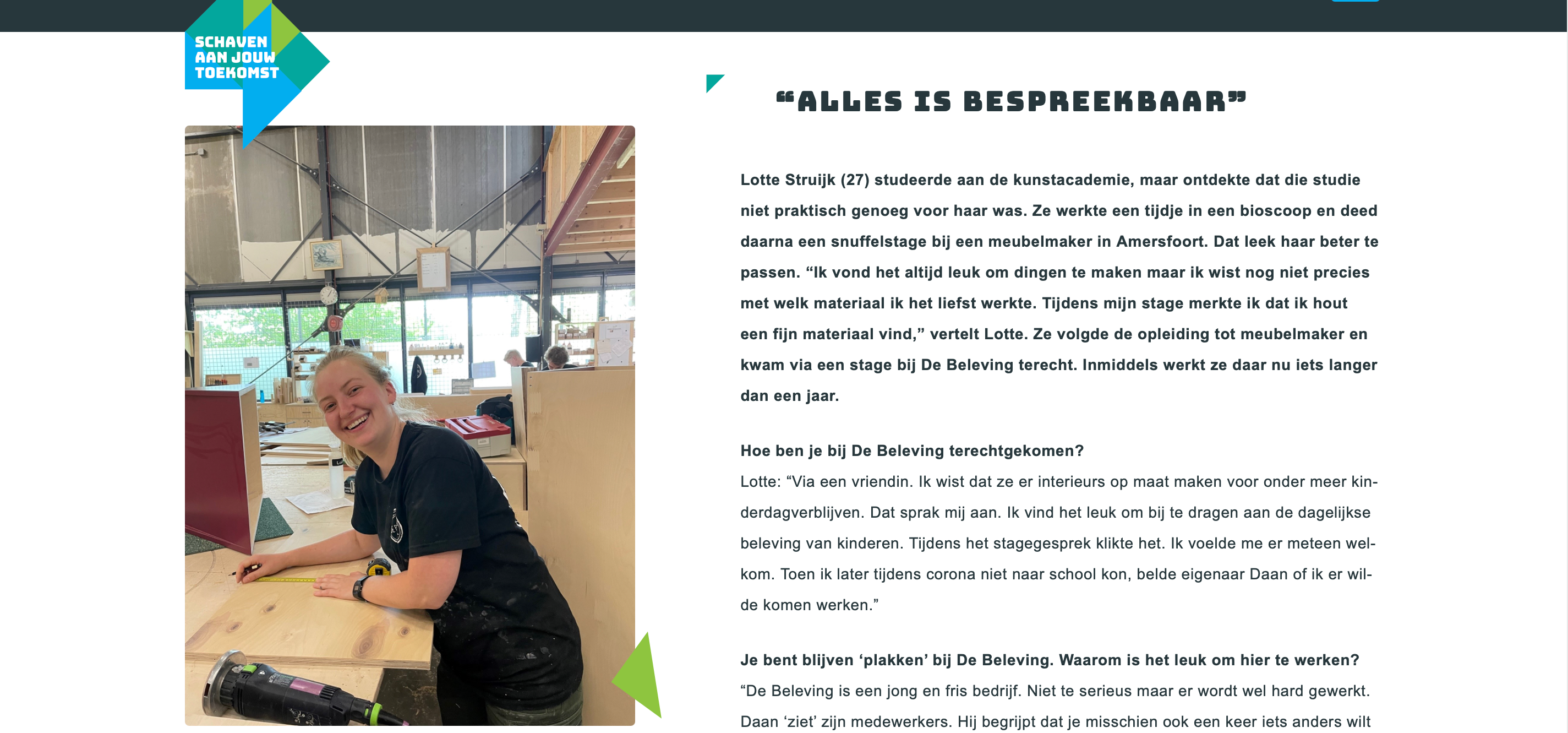 Interview Schaven aan jouw toekomst Lotte